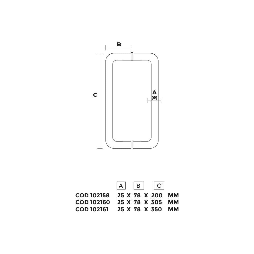 Manillon mod. Benedetto C ss304 para puerta de vidrio