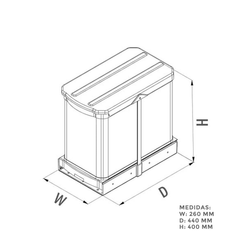 Cesto de basura 24lts cubierto en acero inoxidable