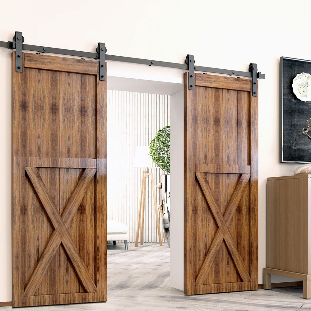 Sistema black mate para puerta corrediza mod. curve 150kg-4mts 2 puertas